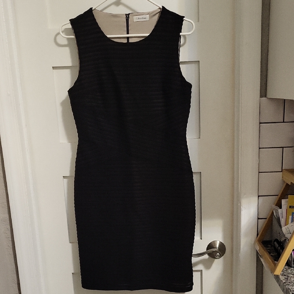 Calvin Klein Black Textured Midi Dress
